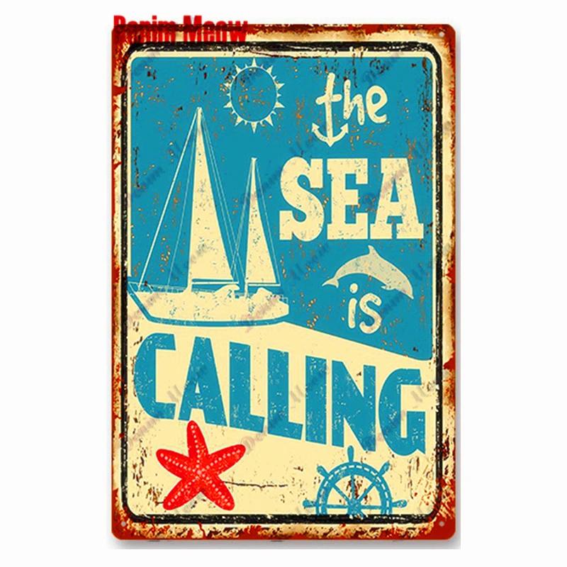 Vintage Beach Time Metal Sign Summer Party Place Plates Relax Surfing Metal Wall Sign Pub Shed Sign Happy Place Decor WY