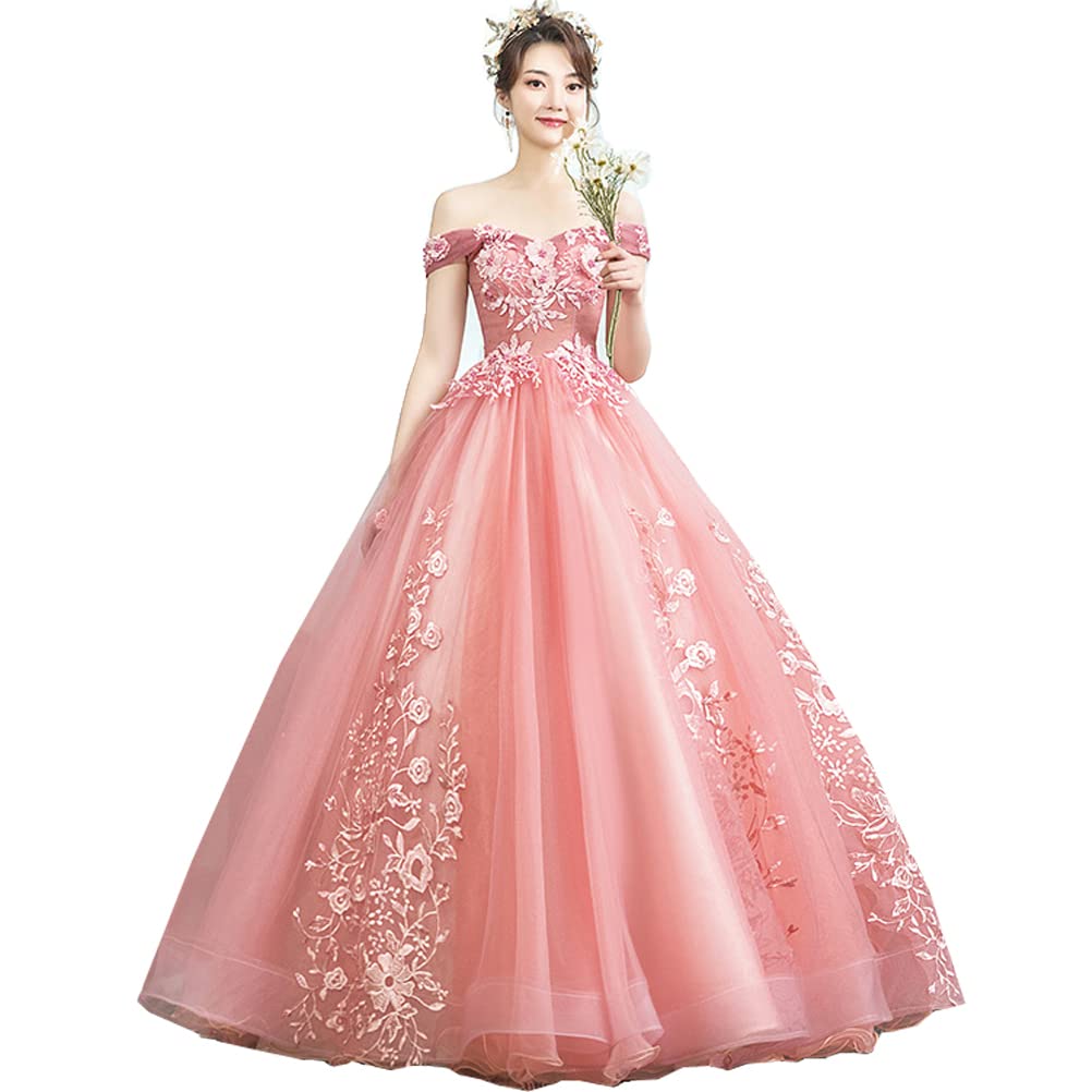JINZUOMA Wedding Princess Lace Tulle Boat Perfect for Elegant Formal 3D Floral Embroidery Size Women's Dress, Dress, Dress, Dress, Neck, Weddings,
