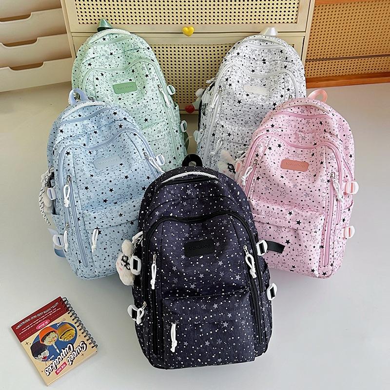 Schoolbag1011 new schoolbag female ins niche middle and high school large capacity star printed backpack female student computer bag