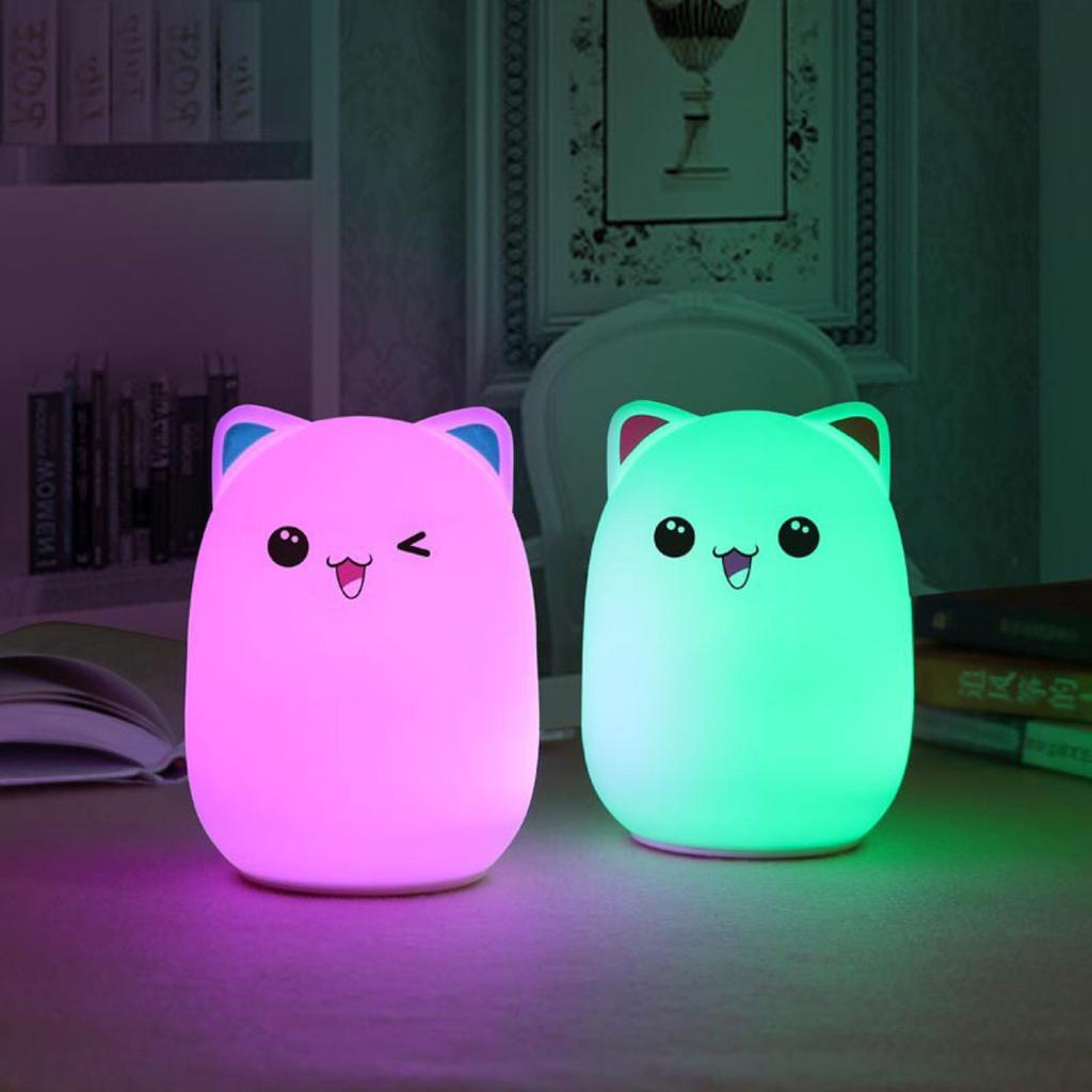 Night Light For Kids, Cute Silicone  Night Light With 3 Of Brightness, 7 Colors Rechargeable Lamp For Bedroom, Girls And Boys, Nursery, Baby Gifts,
