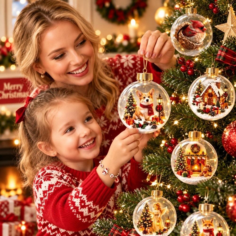 Transparent Christmas Ball Ornament Builtin LED Clear Acrylic Sphere  Night Lighting
