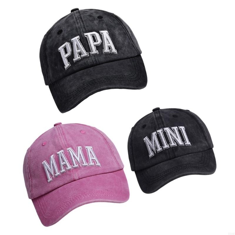 Pack Of 3 Embroidered Baseball Cap For Family Cotton Polyester Blend Adjustable Size Sun Shade Y08E