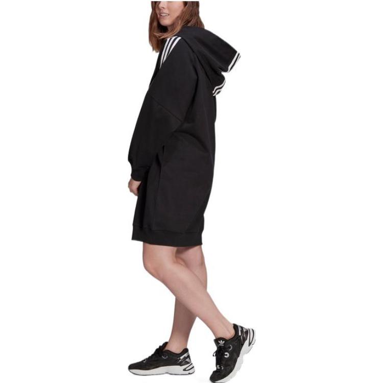 adidas Originals Long Sleeved Dresses Women's Black Hooded Moderate Mid Length HT4945