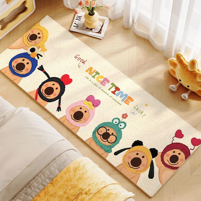 Cartoon Imitation Cashmere Long Rug Children's Bedroom Bedside Rug Soft Non-Slip Balcony Bay Window Mat Home Decoration