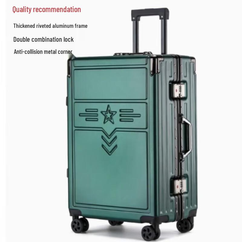 BARACKJIE Military Style Riveted Aluminum Frame Suitcase
