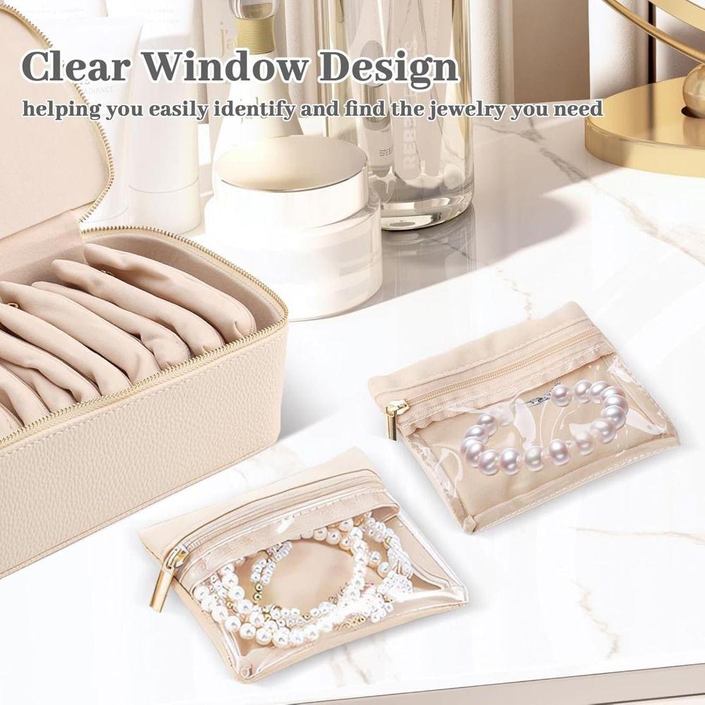 Large Capacity Travel Jewelry Box PU Leather Small Item Storage Box Earring Storage Case