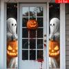 2D Flat, 1 Pair Spooky Cute & Pumpkin Lantern Porch Banner - Indoor/Outdoor Hanging Decoration Suitable for for halloween & Christmas Party Decoration