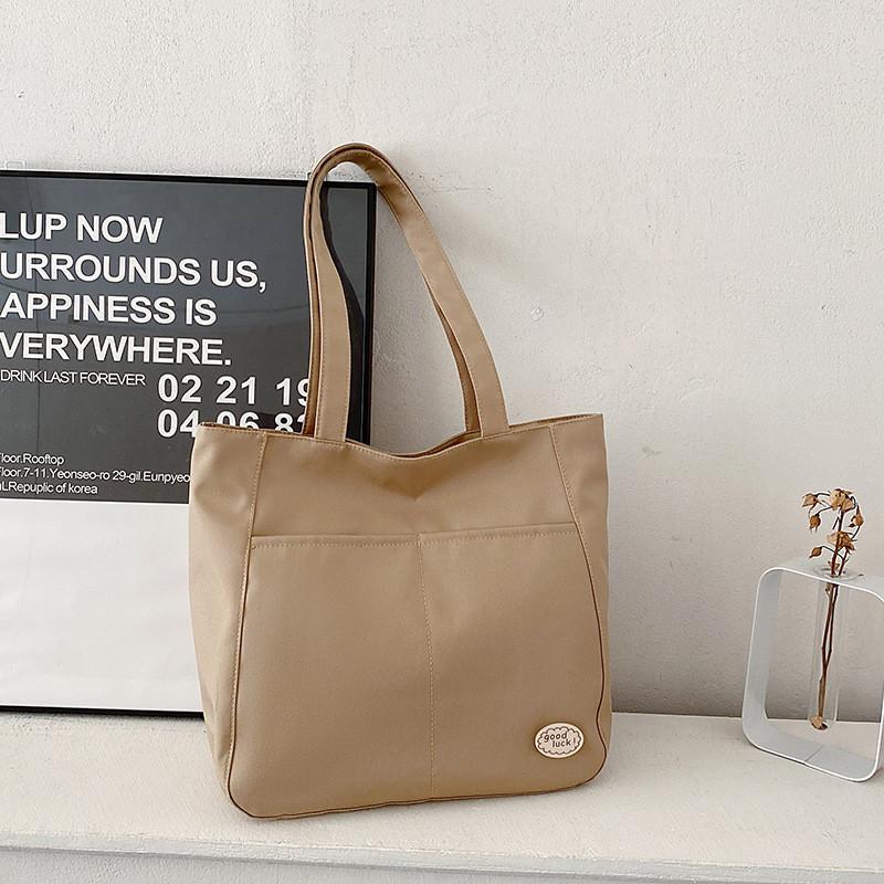 Trendy Nylon Tote Bag For Women With Inner Pocket Street Fashion 2024 хаки