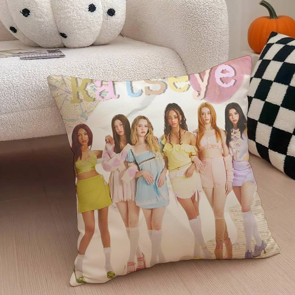 Kpop-Stil Y2K Hot Girl Stil K-Katseye Girlgroup Kissenbezug Weicher Seidiger Stoff Verdeckter Reißverschluss Kissenhülle Perfektes Fan-Geschenk