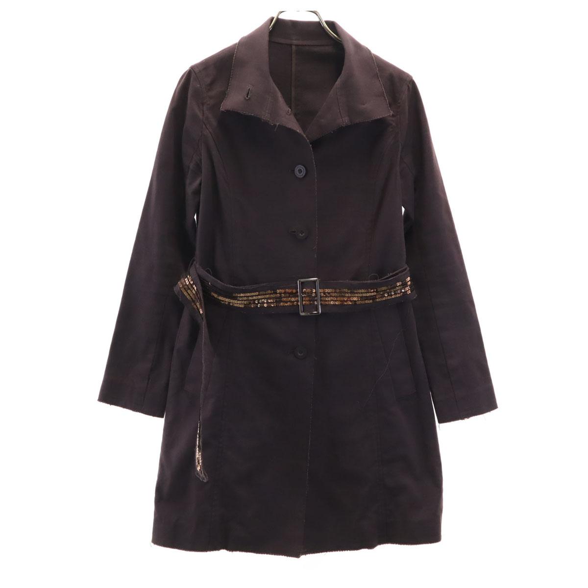 

LANVIN en Bleu Пальто из смесового льна, Сделано в Японии, 38, Коричневое, Женское, Б/У