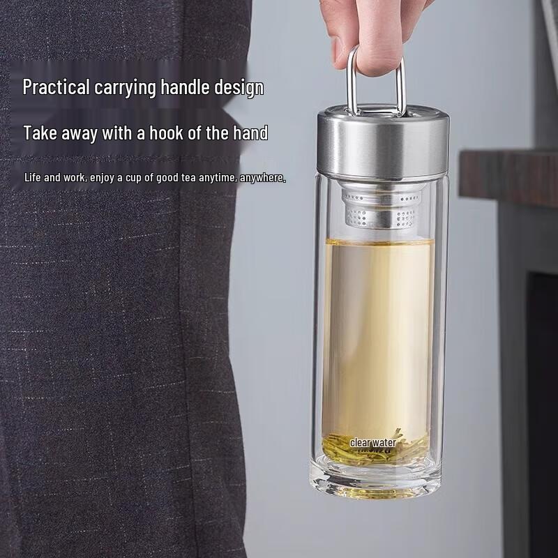 Double-Layer Glass Tea Infuser Bottle