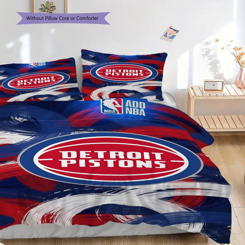 Detroit Pistons Basketball Spirit Three-piece set(1 * duvet cover + 2 * pillowcase, without core) Soft and comfortable Bedding set