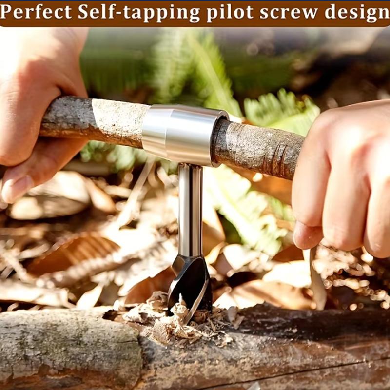 Spiral drill bit, portable outdoor survival tool, jungle craft settler, hand drill drilling tool for camping, outdoor hiking