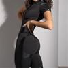 Damen Sport-Jumpsuit mit geteiltem Reißverschlusskragen Sport-Yoga-Kleidung Schwimm-Wading-Sport-Fitness-Kleidung