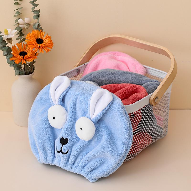 Customized Cute Cartoon Girl Hair Drying Cap - Coral Fleece Absorbent Towel Wrap