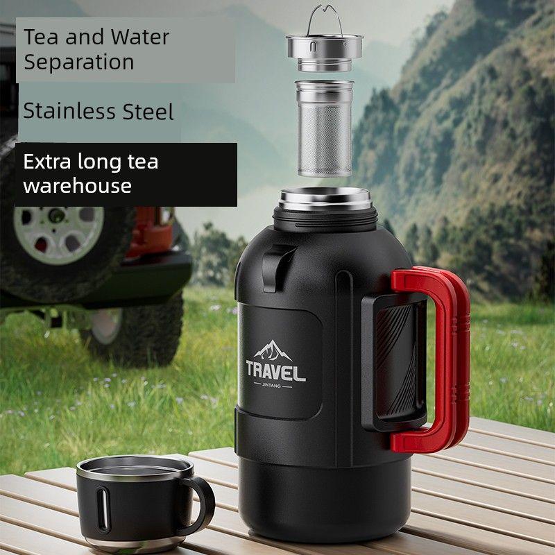 Short Stout Large Capacity Vacuum Cup Tea Water Separation Teapot 316 Stainless Steel Water Kettle Outdoor Car Kettle