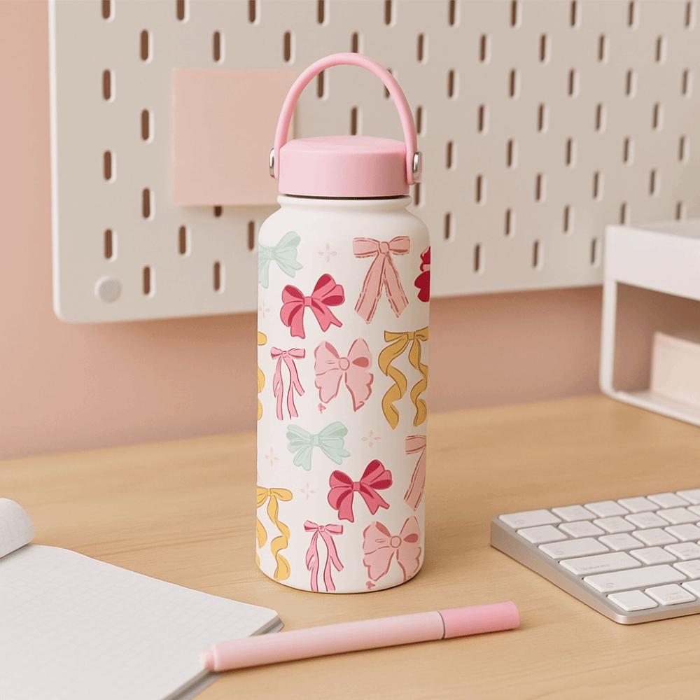 1L Insulated Water Bottle INS Floral Thermal Cup Gift Thermal Water Bottle Office