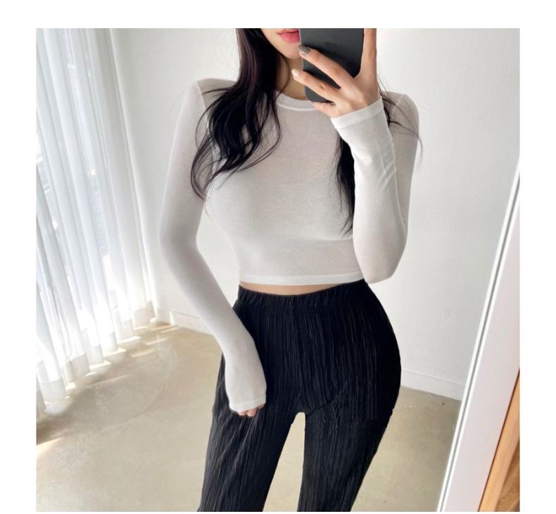 Korean Dongdaemun Trendy Tight Long Sleeve T-shirt: Sexy & Versatile with Big Bust and Waist Display