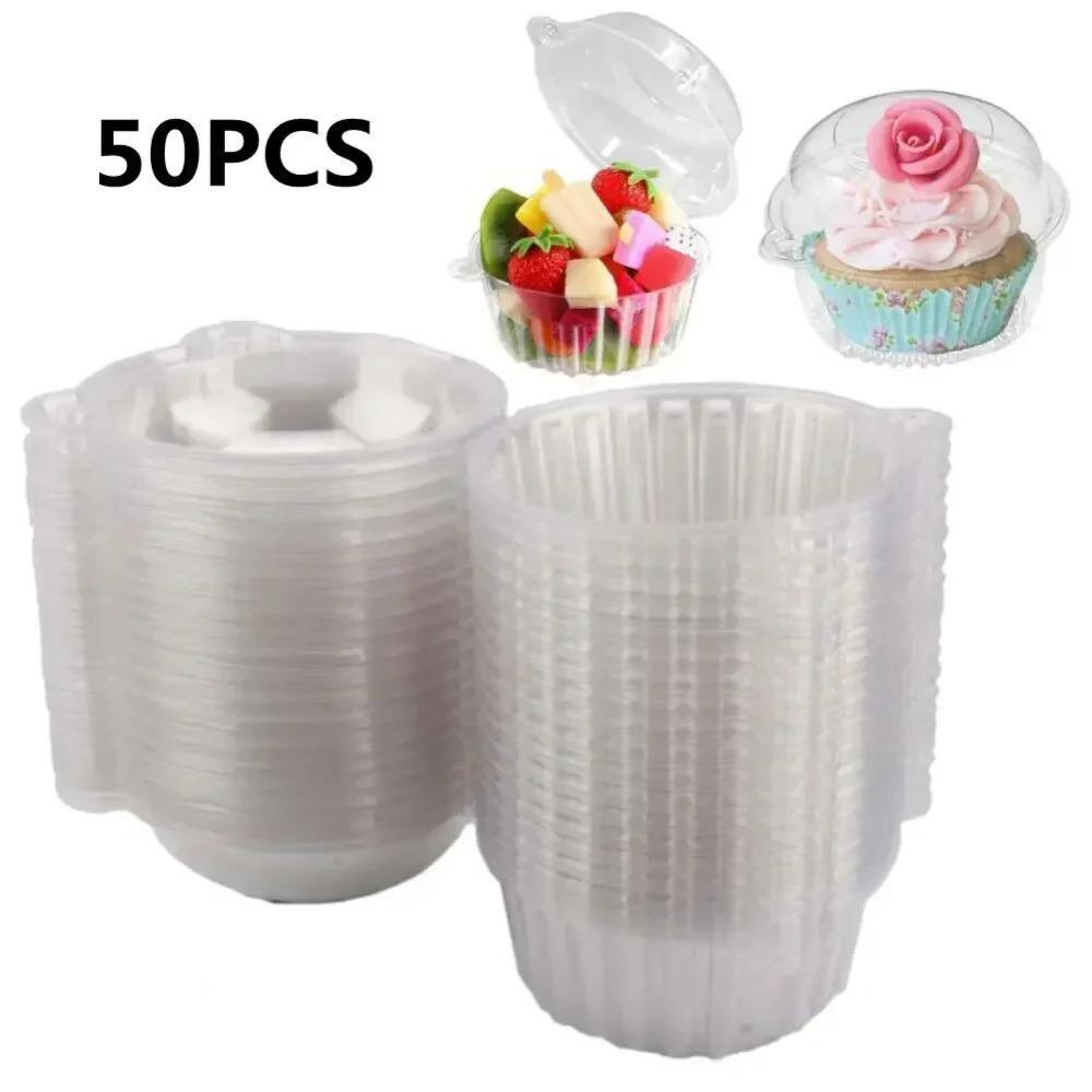 50/100 PCS New Disposable Cake Packaging Box Plastic Multipurpose Muffin Container Multifunctional Pastry Holder