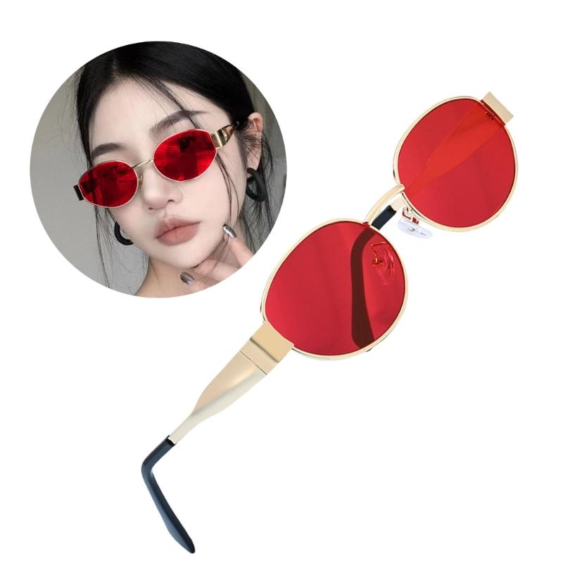 Ovals Metal Frame Sunglasses Unisex Sunglasses Cats Eye Shape Sunglasses for Men and Women
