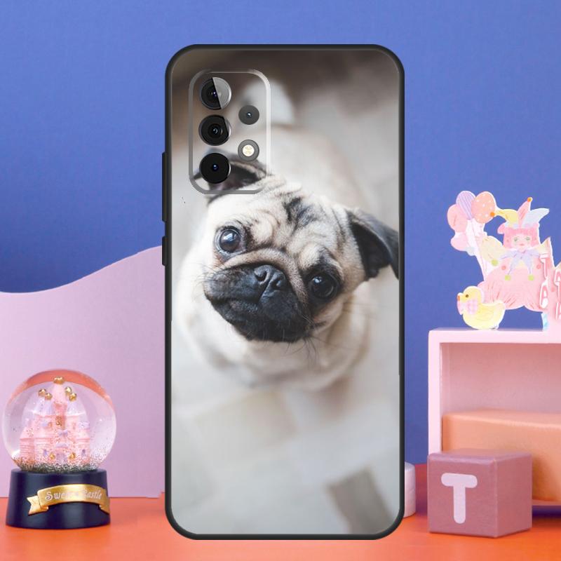 Cute Pug Dog Case For Samsung Galaxy A14 A24 A34 A54 A15 A25 A12 A22 A32 A52 A51 A71 A13 A33 A53 Cover