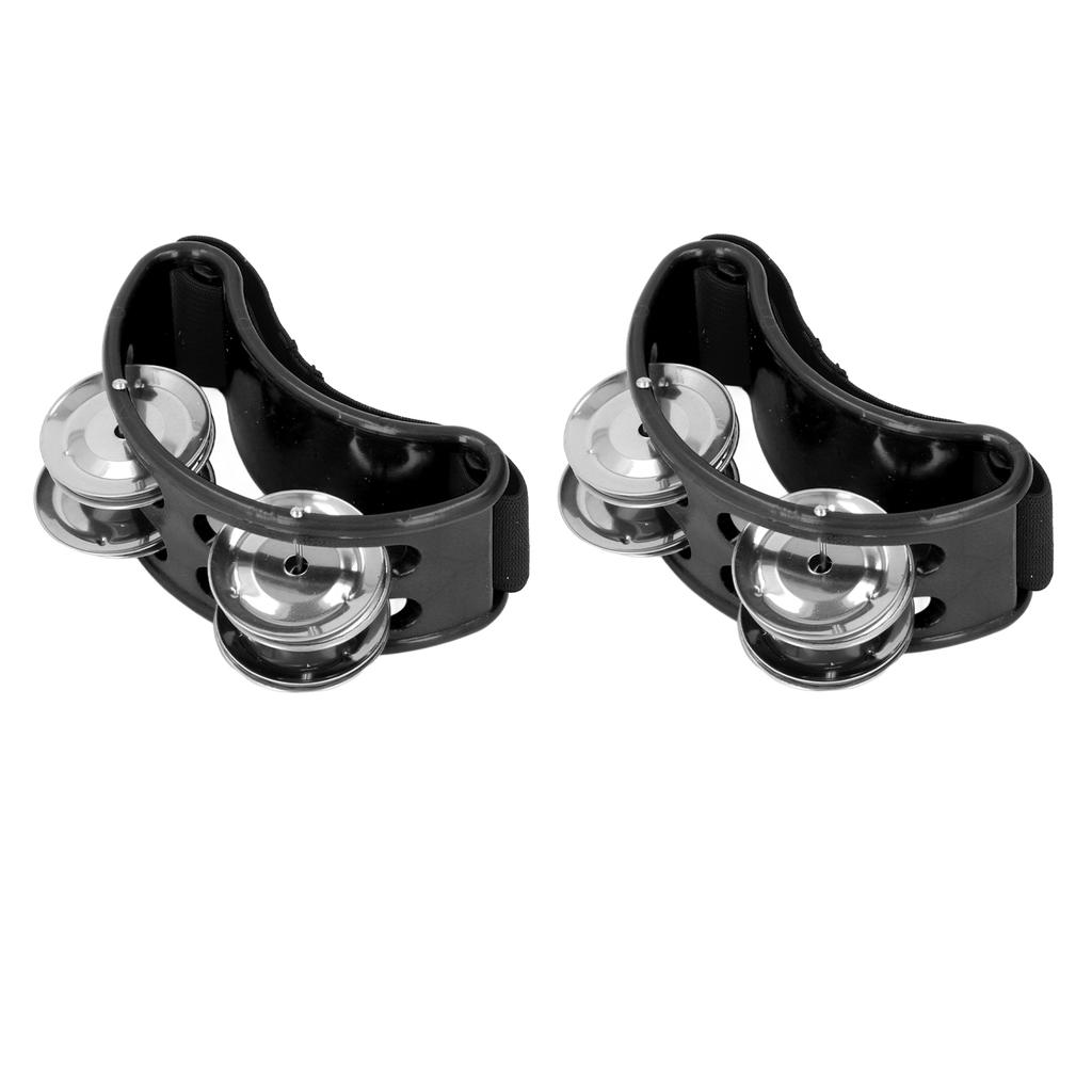 2PCS Foot Tambourine Percussion Musical Instrument Percussion Pedal for Concert Party Black