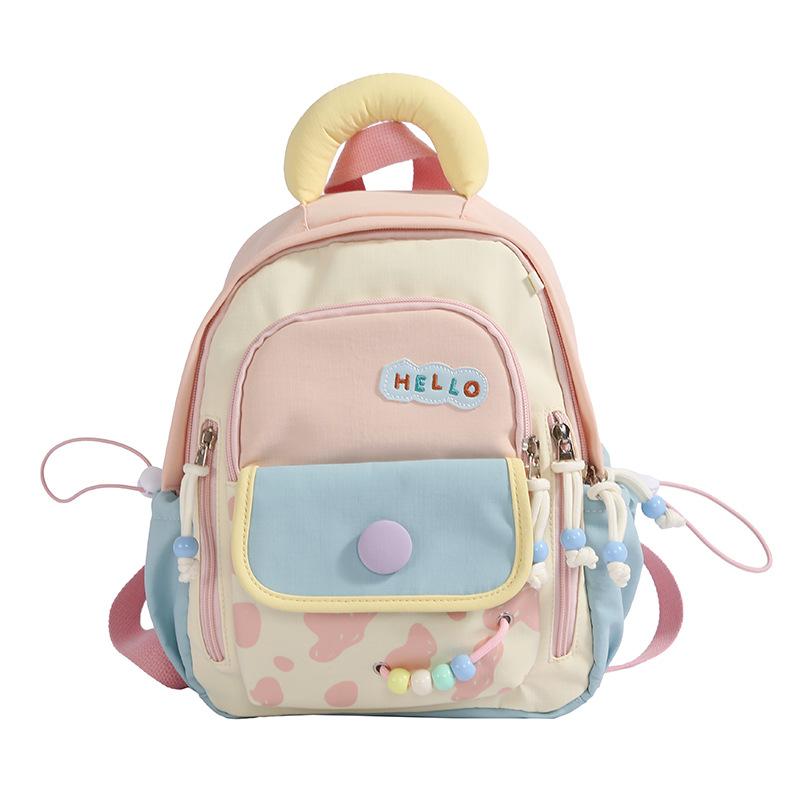 Schoolbag new children's bag fashionable high-value color matching backpack cute contrasting color small schoolbag kindergarten boys and girls back
