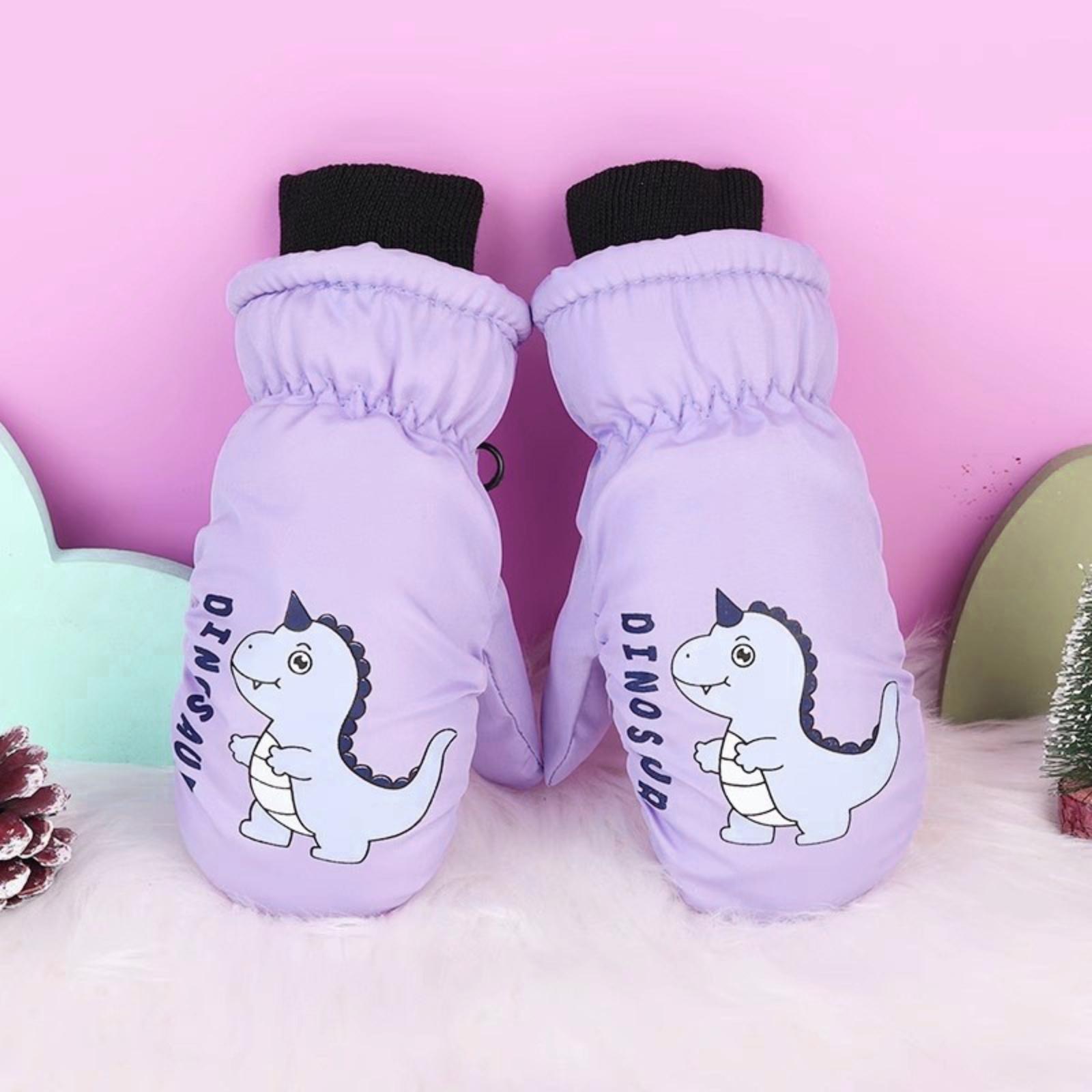 

Детские лыжные перчатки - Новые зимние утолщенные хлопковые на флисовой подкладке для тепла - Дизайн очаровательный для мальчиков и девочек, подходят для детей старшего возраста One Size