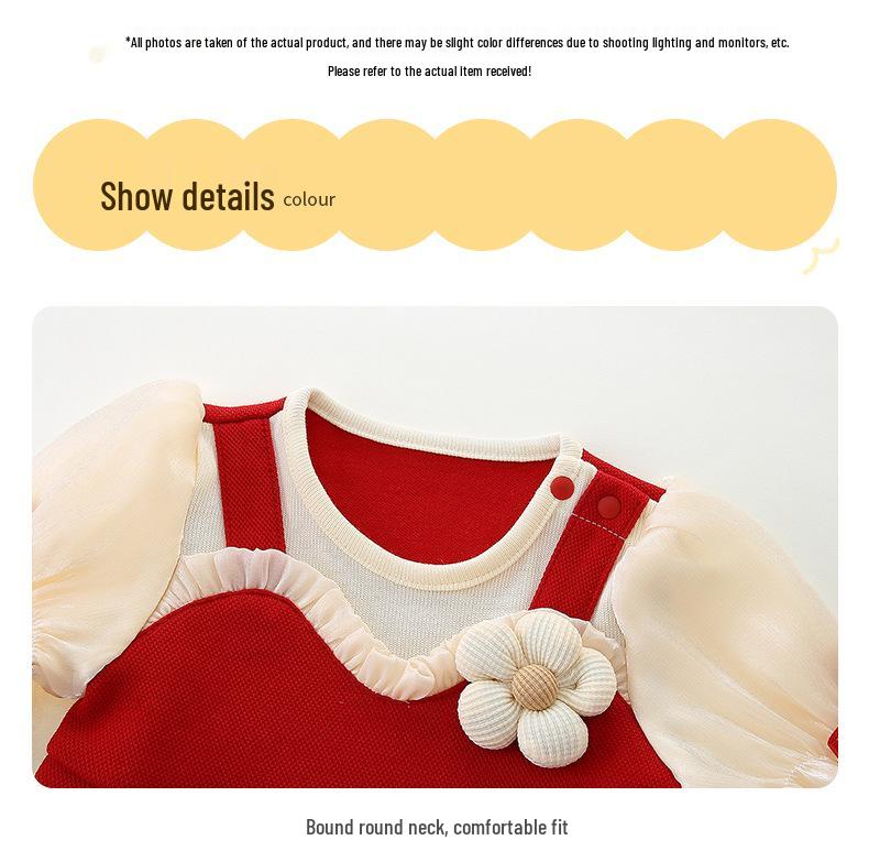 Autumn Long Sleeve Baby Romper – Newborn/1-Year-Old Girl Outfit