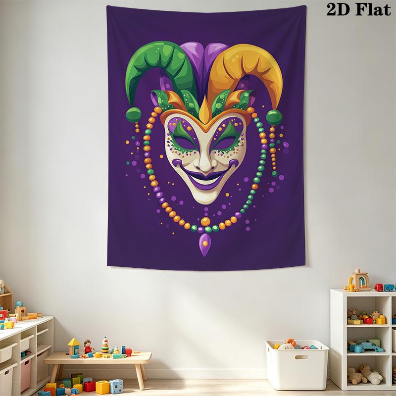 Carnival clown mask Pattern Home Decor Tapestry, Wall Hanging, Decorative RV Wall Cloth.MGT0918389