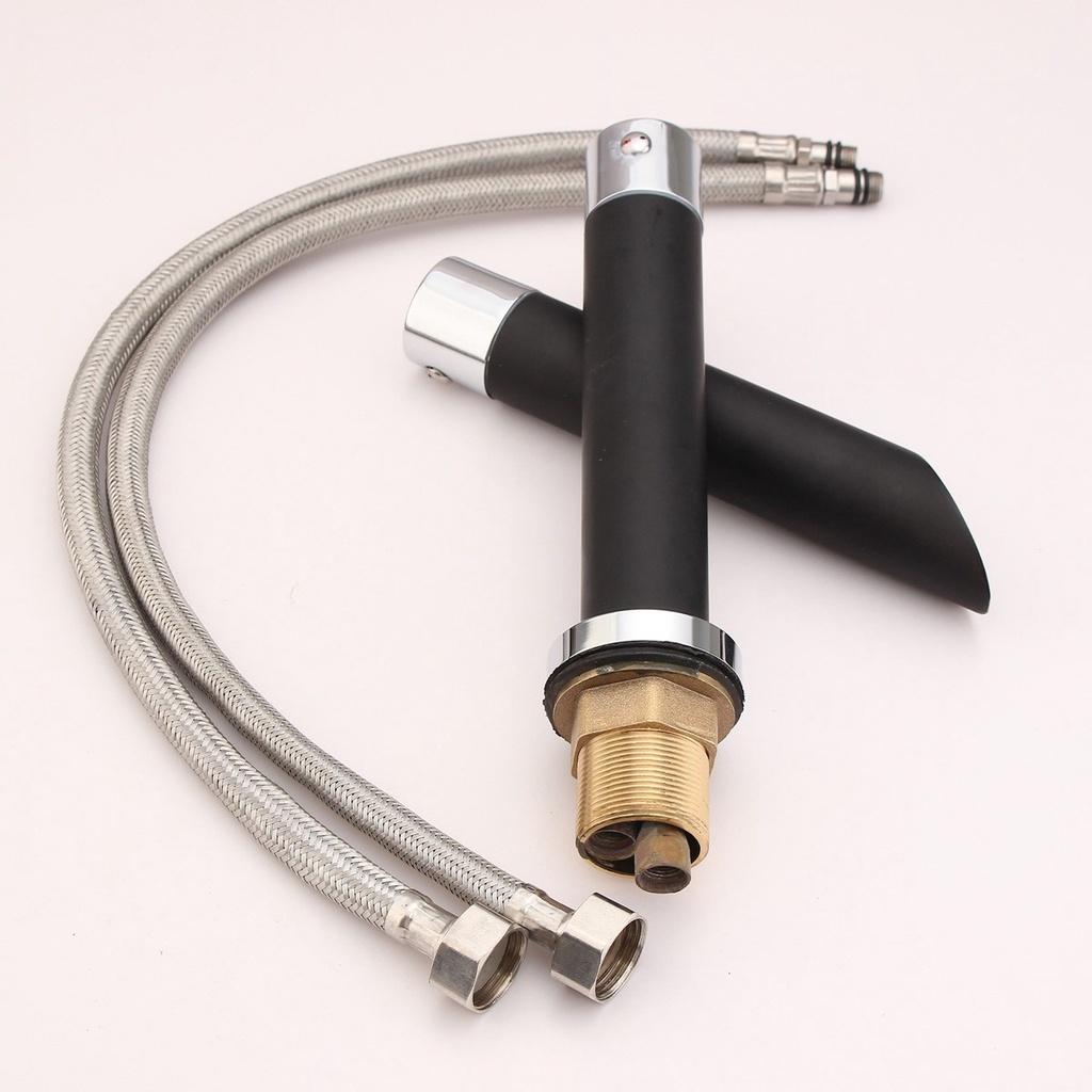 Black Bathroom Unique Single Handle Waterfall Basin Faucet Spout Mixer Tap Deck Mounted  Bronze Finished Hot & Cold Water