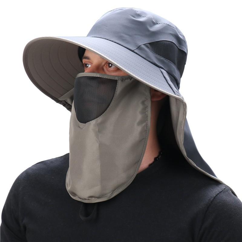 Wide Brim Sun Hat Women Men UV Protection Outdoor Fishing With Neck Flap Breathable Cap