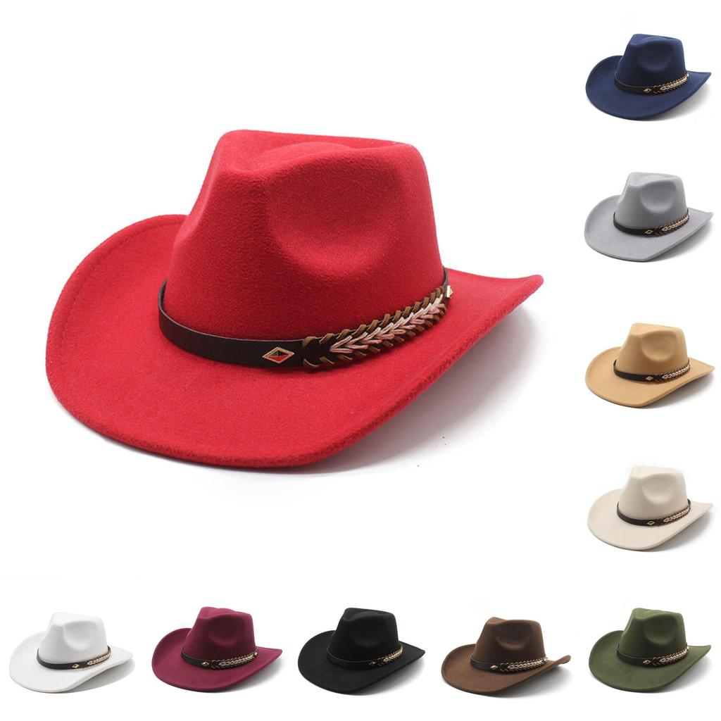Punk Wool Felt Hat With Wide Brim And Sun Protection For Men And Women In Fall Winter