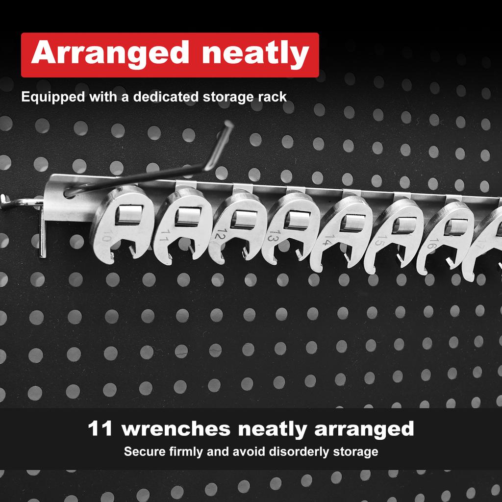 Bull Horn wrench set 11 replaceable claw wrench 10-22mm with storage rack suitable for 3/8 "driver engraving size nut wrench set