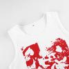 Summer European and American Spicy Girl Style Street Exposed Navel Abstract Print INS Round Neck Basic Vest