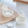 Ceramics Cartoon White Ghostly Figurine Candle Holders Halloween Tealight Holders Candlestick Table Decors for Festivals