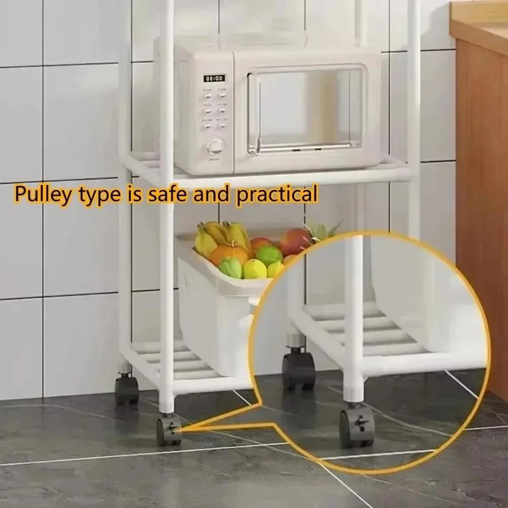 Multi-Layer Microwave Kitchen Storage Standing Movable Household High Load-bearing Bold Thickened Simple Durable Storage Rack