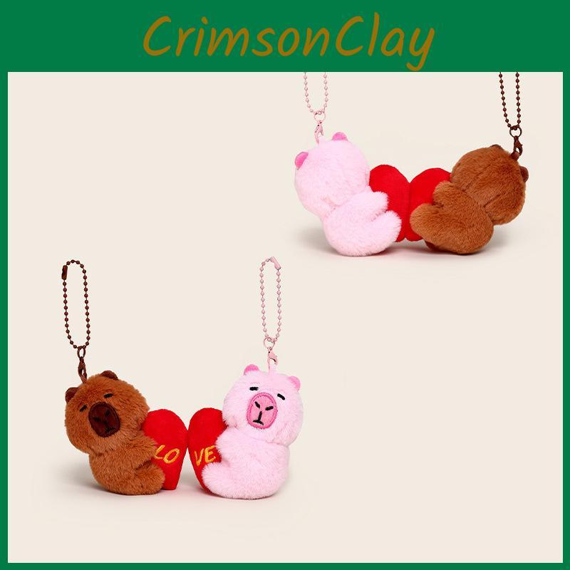 Creative Pair Of Love Heart Capybara Cartoon Plush Toy Pendants With Magnet