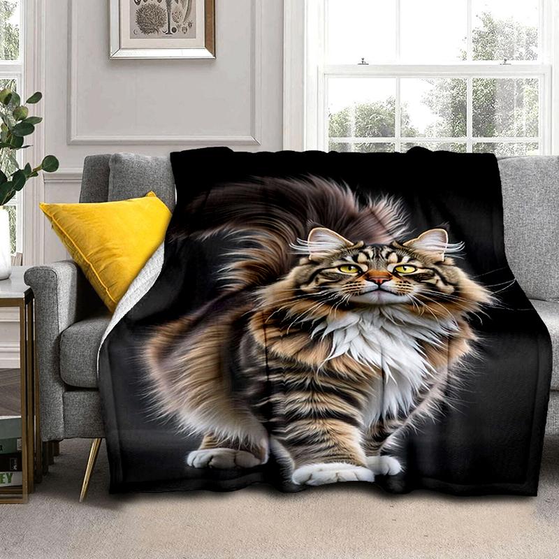 1PC Cute cat, cartoon blanket, all season lightweight home office outdoor nap multifunctional blanket