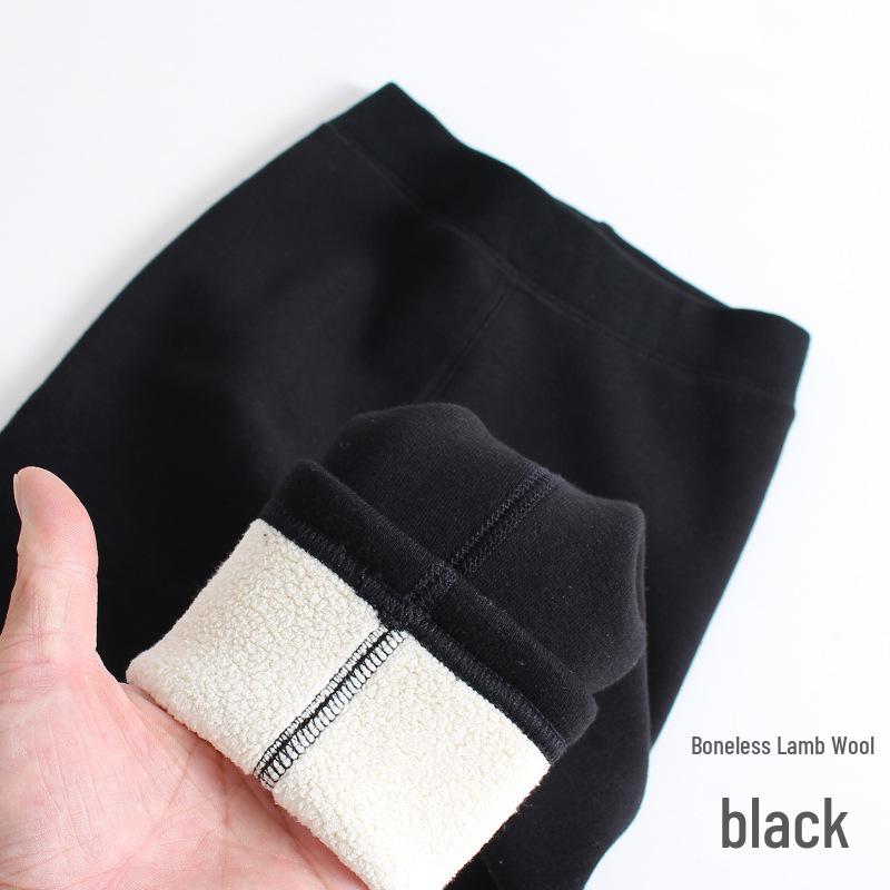 Girls' Seamless Fleece-Lined Base Layer Pants for Autumn/Winter - White Tight Pants for Kids