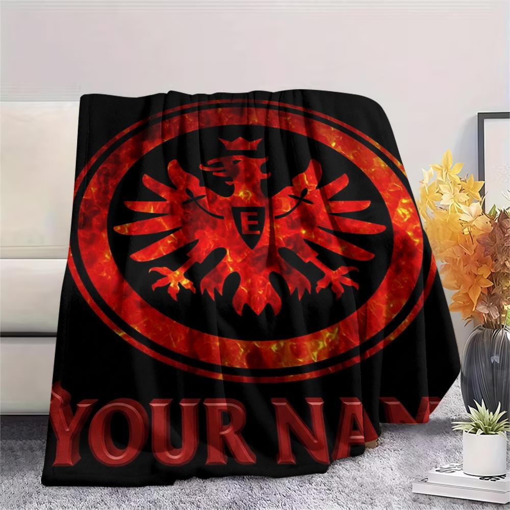 1PC Custom Name frankfurt football Patterned Flannel Blanket Suitable For All Seasons for Home Decor Warmth and Comfort Gifts Holiday Present_xia