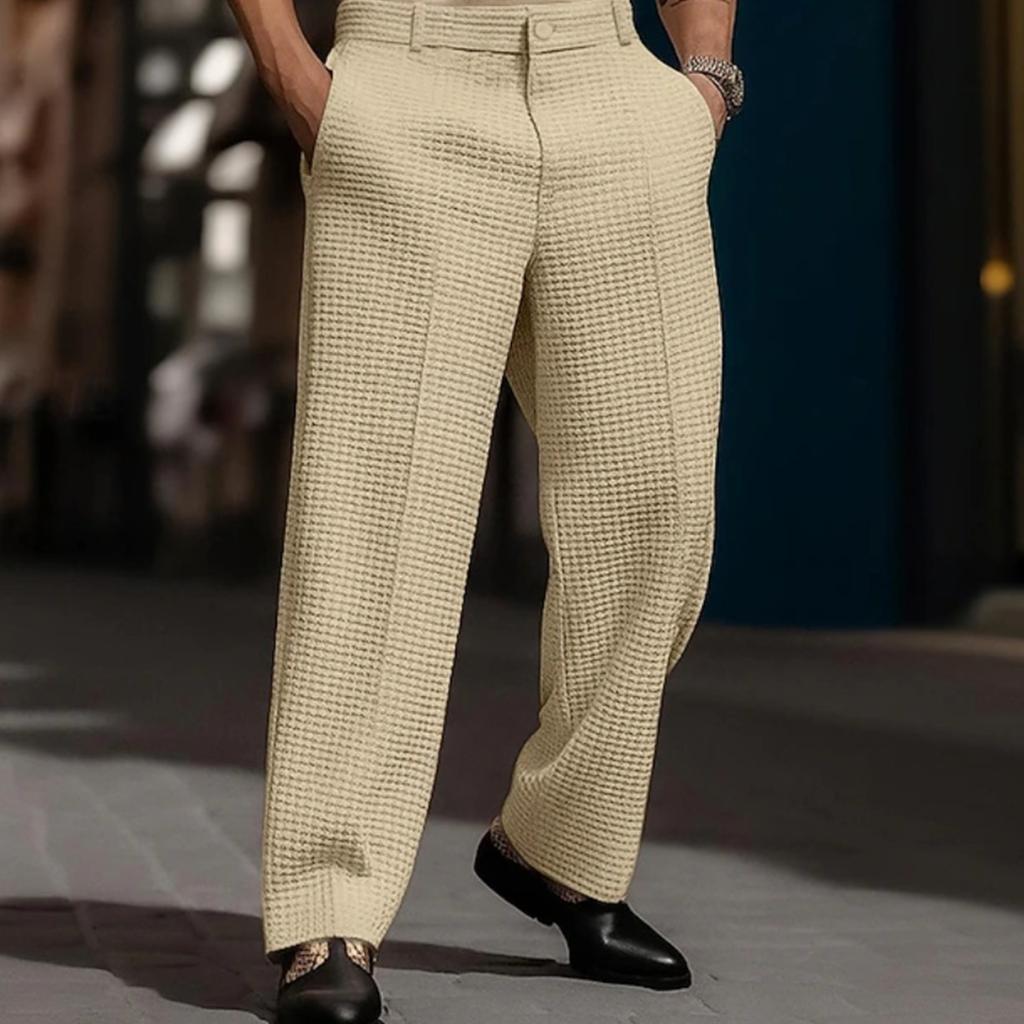 Mens Dress Pants Relaxed Fit Suit Trousers Casual Lightweight Wide Leg Pleat Front Business Work Clothes
