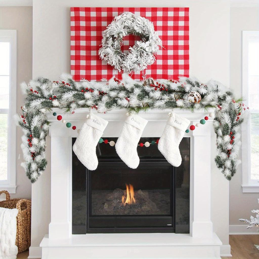 6Ft Artificial Christmas Pine Garland Decor, Non-Electric Winter Holiday Greenery for Mantel Fireplace Table Centerpiece