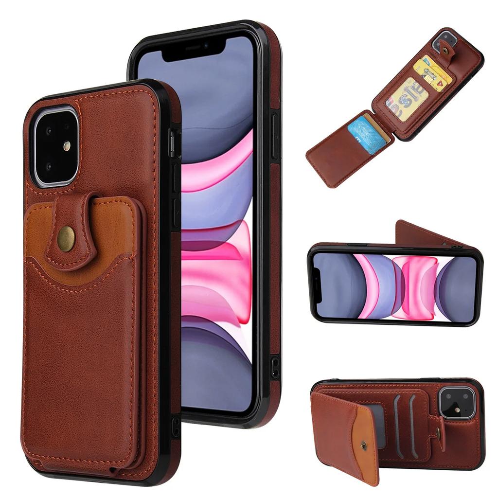 Luxury Leather Cards Case for iPhone 15 14 13 12 Mini 11 Pro X XS Max XR SE 2022 7 8 Plus Wallet Card Holder Phone Cover Bags