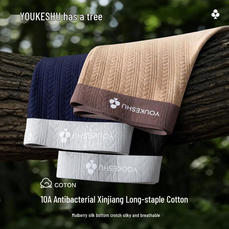 YOUKESHU Men's Mulberry Silk Blend Antibacterial Boxer Briefs