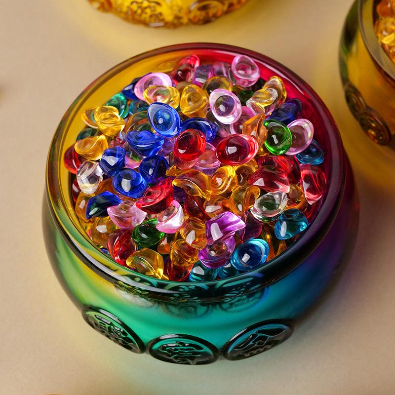 Citrine Feng Shui Treasure Pot with Gold Ingot and Multicolor Money Bag - Gift for New Beginnings