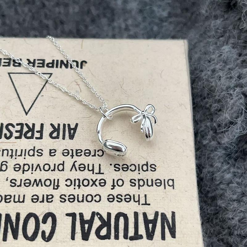 

Модное и креативное ожерелье-подвеска в виде наушников и банта, подходящее для мужчин и женщин, для повседневного простого стиля, цепочка для свитера, ювелирный подарок серебряный