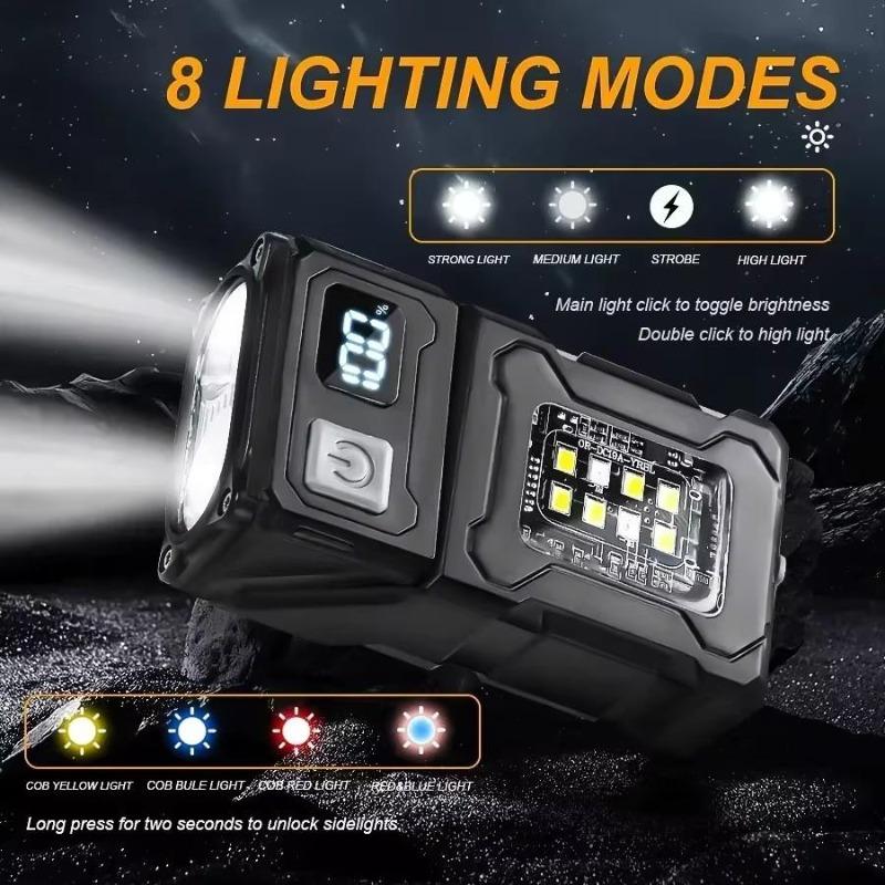 Ultra Portable COB Work Light Magnetic Attachment Dual Head Flexible Lamp USB-C Charging 8 Modes Waterproof Outdoor