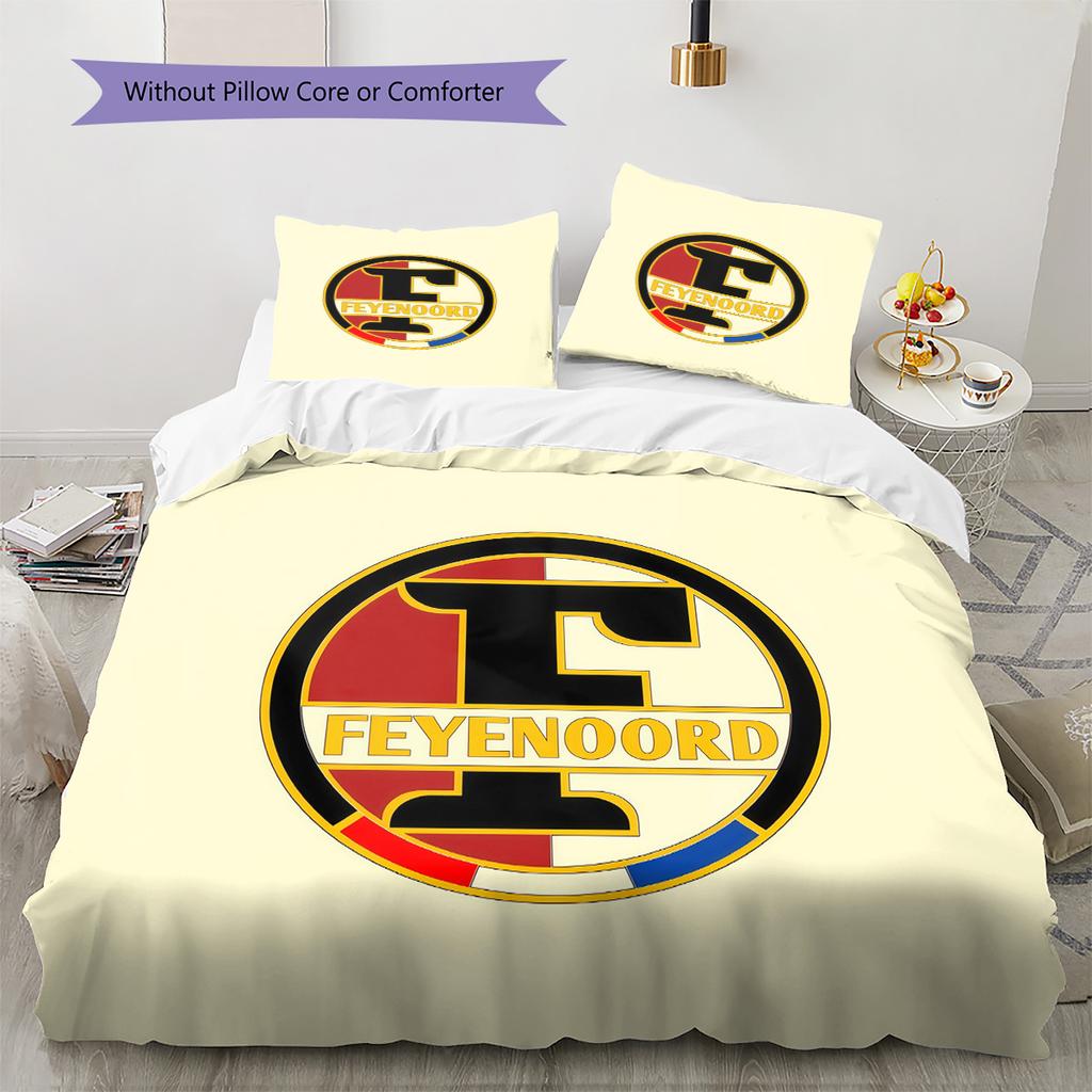 Juego de Colcha con Patrón Feyenoord Rotterdam Decoración del Hogar Regalo (1 funda nórdica + 2 fundas de almohada sin relleno.)
