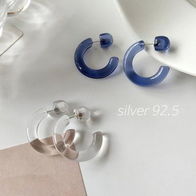 [Mood Share] Silver 92.5 Curved Acrylic Bold Earrings